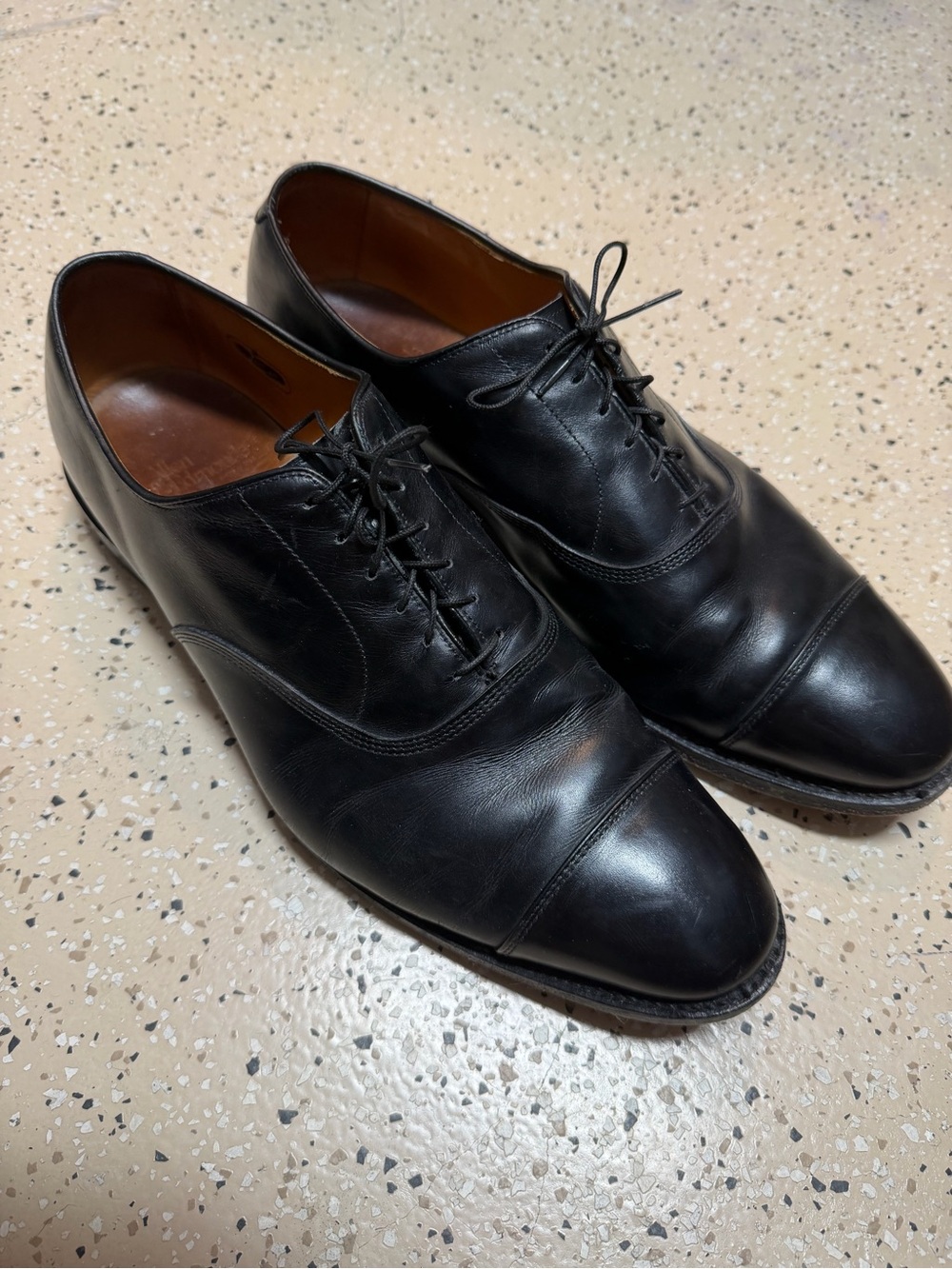 Allen Edmonds Park Avenue size 14D Leather Black Cap-Toe Oxford Dress Shoes